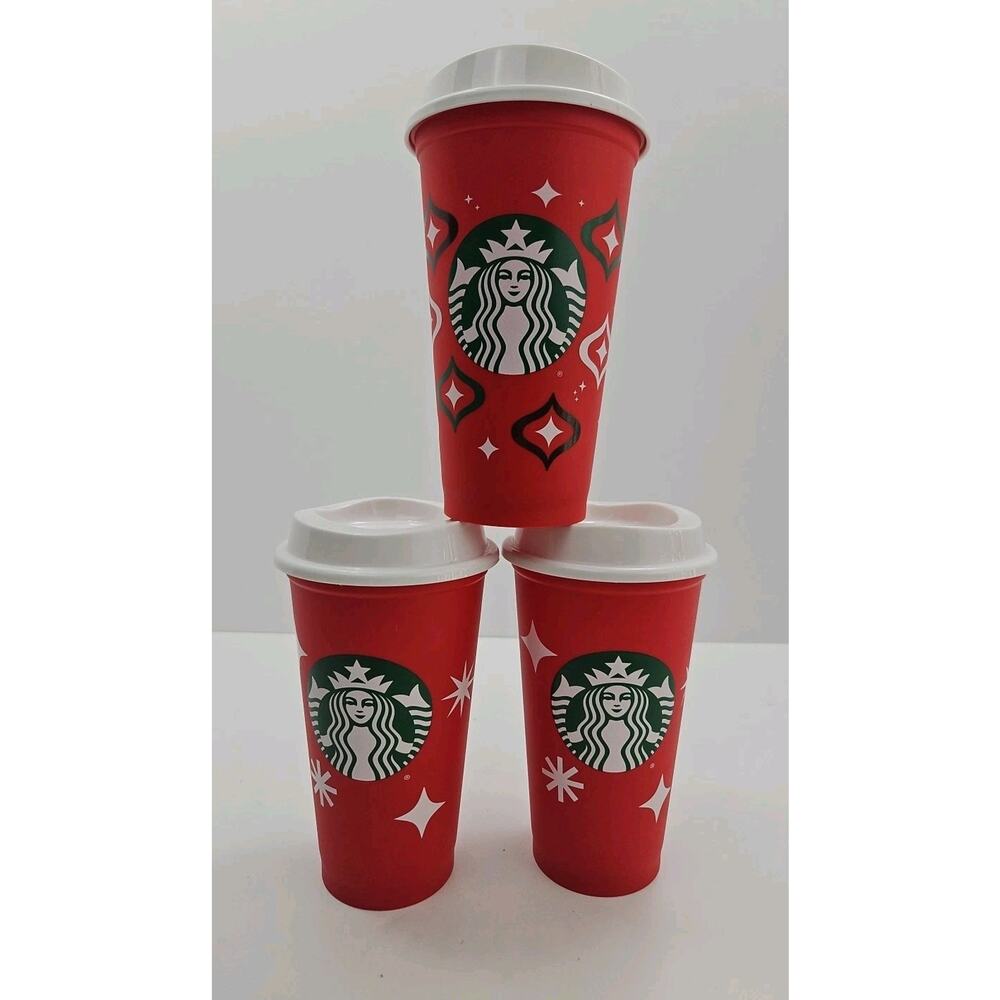 2022 Starbucks “25 Years of Holiday Cup Cheer” 16oz Reusable Tumbler 3 pieces